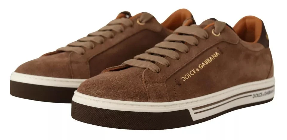 Dolce & Gabbana Brown Suede Logo Low Top Sneakers Men Men's Shoes 7 Dolce & Gabbana Brown Suede Logo Low Top Sneakers Men Men's Shoes - Image 5