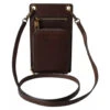 Dolce & Gabbana Brown Calf Leather Zip Logo Shoulder Neck Strap Men's Wallet