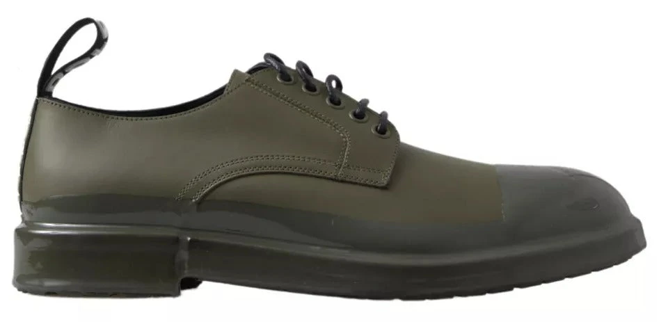 Dolce & Gabbana Green Leather Rubber Sole Dress Men's Shoes 3 Dolce & Gabbana Green Leather Rubber Sole Dress Men's Shoes