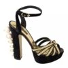 Dolce & Gabbana Black Gold Bianca Faux Pearl Women's Sandals (Pre-Owned) 1 Dolce & Gabbana Black Gold Bianca Faux Pearl Women's Sandals (Pre-Owned) -Lux Lair Store 6177373