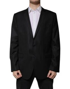 Dolce & Gabbana Black Stripe Wool Single Breasted Men's Blazer