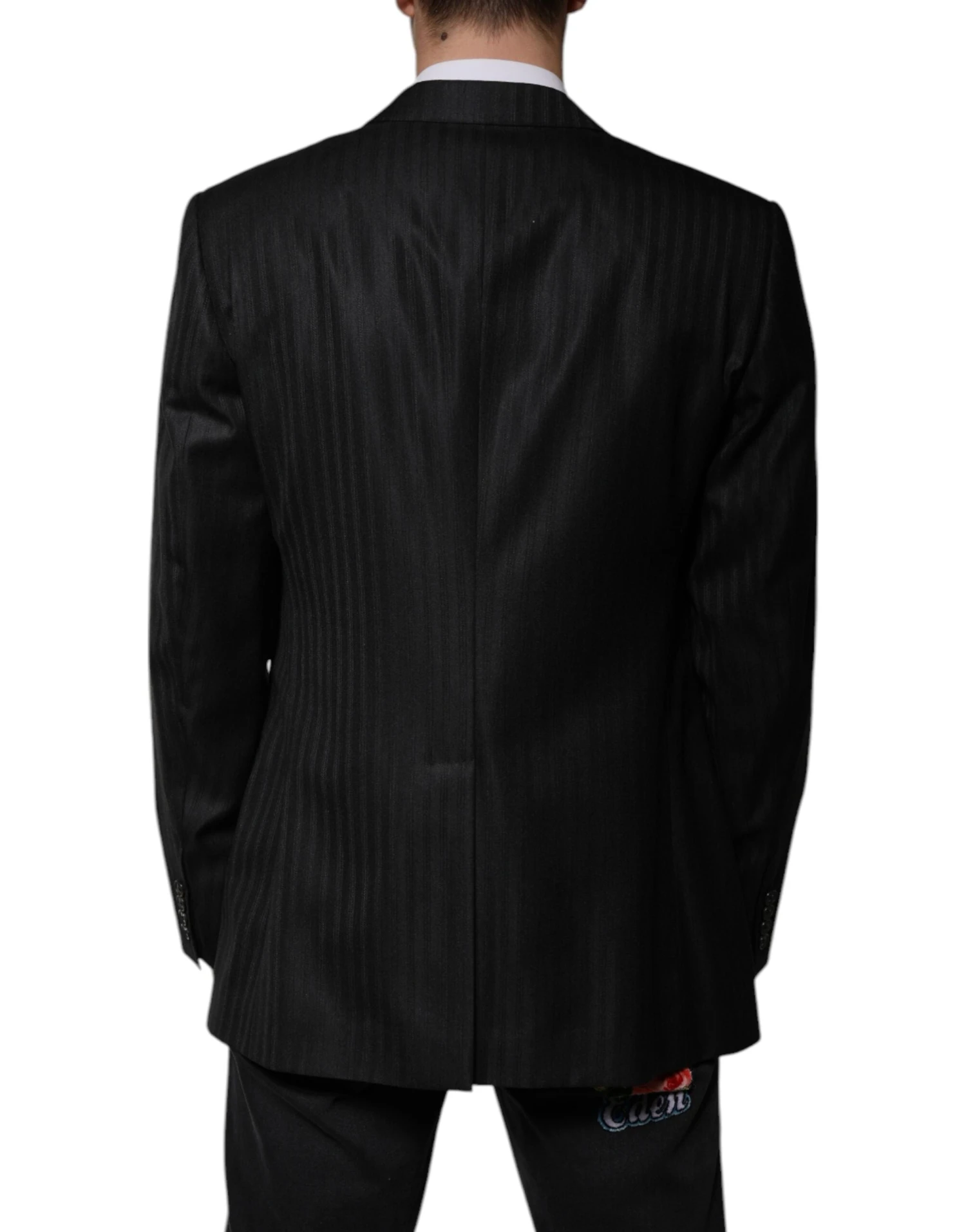 Dolce & Gabbana Black Stripe Wool Single Breasted Men's Blazer 5 Dolce & Gabbana Black Stripe Wool Single Breasted Men's Blazer - Image 3