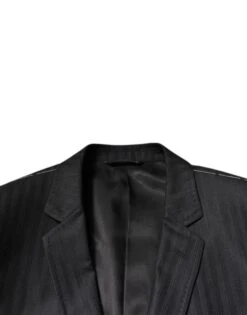 Dolce & Gabbana Black Stripe Wool Single Breasted Men's Blazer 11 Dolce & Gabbana Black Stripe Wool Single Breasted Men's Blazer -Lux Lair Store 6186972