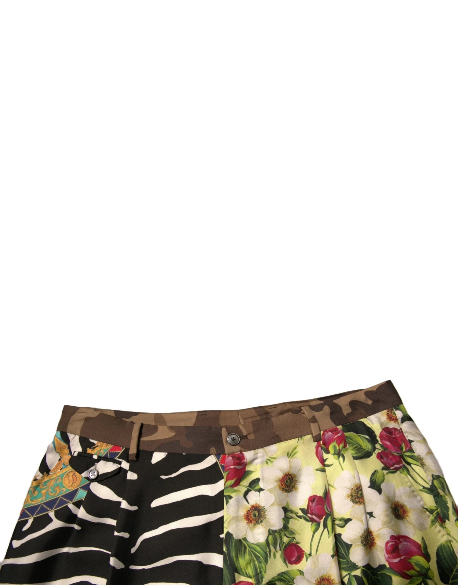 Dolce & Gabbana Multicolor Patchwork Silk Men Chino Men's Shorts 6 Dolce & Gabbana Multicolor Patchwork Silk Men Chino Men's Shorts - Image 4