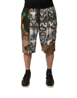 Dolce & Gabbana Multicolor Patchwork Linen Bermuda Men's Shorts (Pre-Owned)