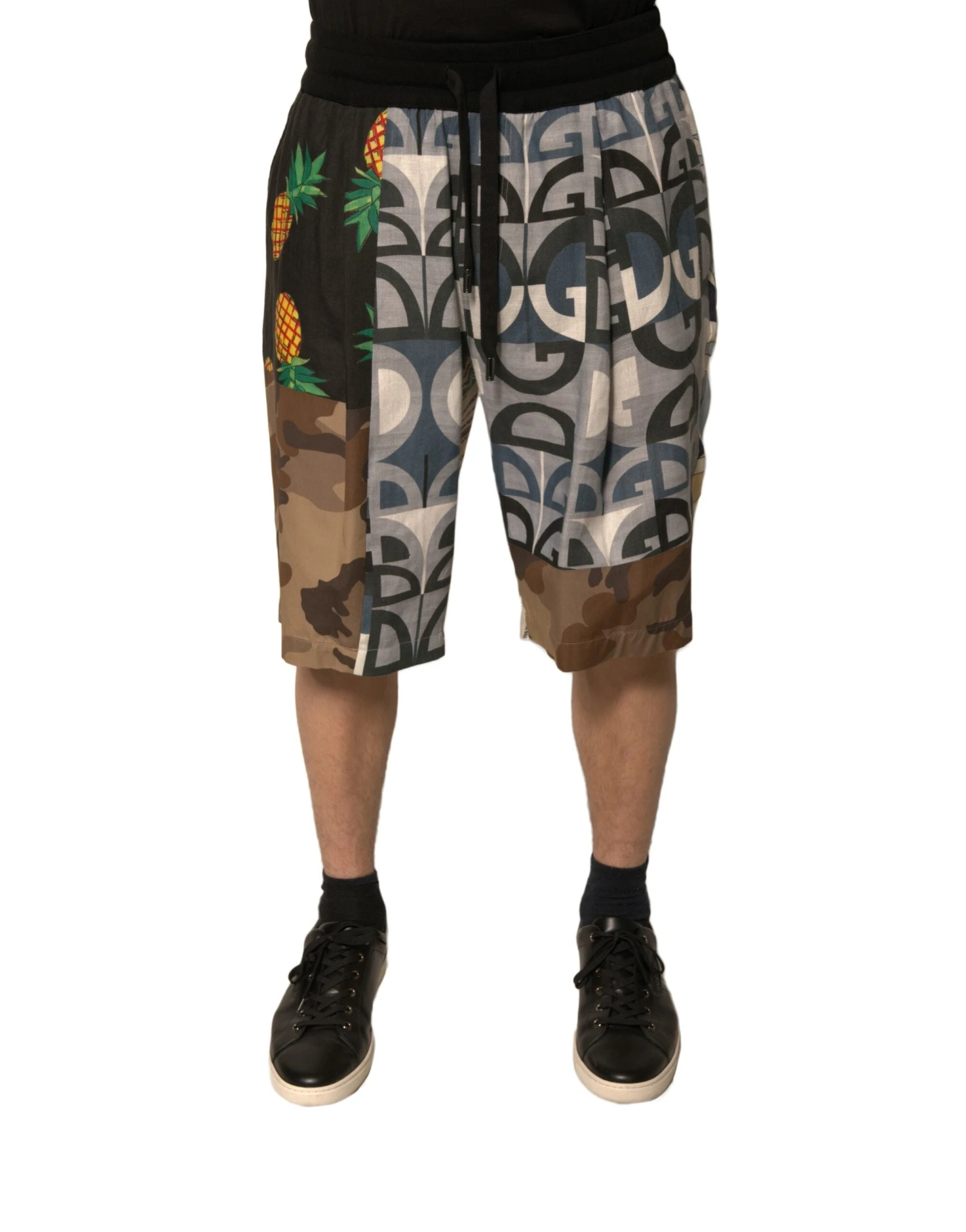 Dolce & Gabbana Multicolor Patchwork Linen Bermuda Men's Shorts (Pre-Owned) 3 Dolce & Gabbana Multicolor Patchwork Linen Bermuda Men's Shorts (Pre-Owned)