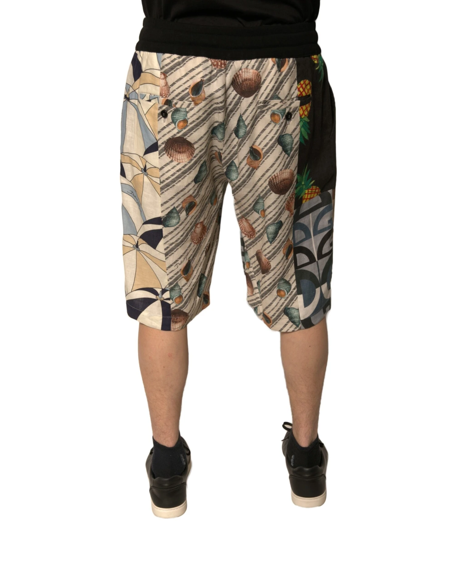 Dolce & Gabbana Multicolor Patchwork Linen Bermuda Men's Shorts (Pre-Owned) 5 Dolce & Gabbana Multicolor Patchwork Linen Bermuda Men's Shorts (Pre-Owned) - Image 3