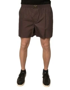 Dolce & Gabbana Brown Cotton Blend Men Mid Waist Men's Shorts