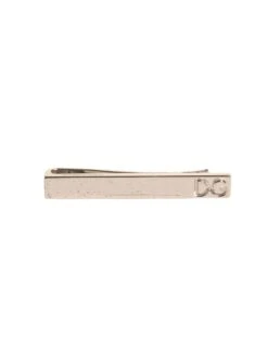 Dolce & Gabbana Silver Tone Brass Logo Branded Tie Clip Men's Bar