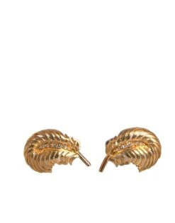Dolce & Gabbana Gold 925 Sterling Silver Crystal Leaf Men's Cufflink
