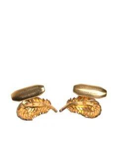Dolce & Gabbana Gold 925 Sterling Silver Crystal Leaf Men's Cufflink -Lux Lair Store 6192802