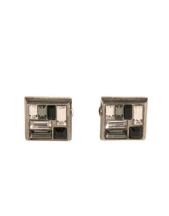 Dolce & Gabbana Silver Plated Brass Pin Crystal Men's Cufflinks (Pre-Owned)