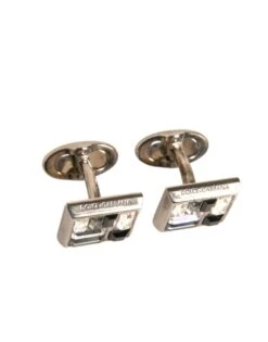 Dolce & Gabbana Silver Plated Brass Pin Crystal Men's Cufflinks (Pre-Owned) -Lux Lair Store 6192836