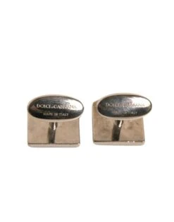 Dolce & Gabbana Silver Plated Brass Pin Crystal Men's Cufflinks (Pre-Owned) -Lux Lair Store 6192837