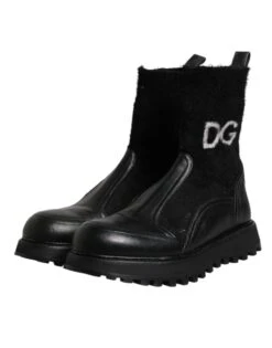 Dolce & Gabbana Black DG Logo Horse Sock Ankle Boots Men's Shoes (Pre-Owned) -Lux Lair Store 6193340