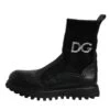 Dolce & Gabbana Black DG Logo Horse Sock Ankle Boots Men's Shoes (Pre-Owned)