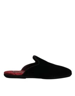 Dolce & Gabbana Black Viscose Velvet Slides Flat Slipper Men's Shoes (Pre-Owned)