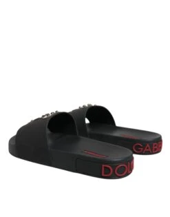 Dolce & Gabbana Black Leather Slides Sandals Beachwear Men's Shoes -Lux Lair Store 6193451