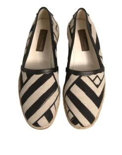 Dolce & Gabbana Black White Stripes Slip On Espadrille Men's Shoes (Pre-Owned) -Lux Lair Store 6193596