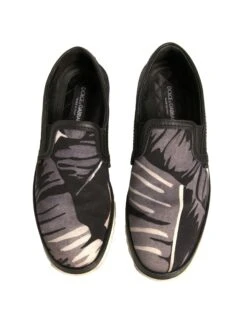 Dolce & Gabbana Black Canvas Tropical Print Slip On Men's Shoes (Pre-Owned) -Lux Lair Store 6193630