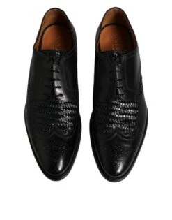 Dolce & Gabbana Black Leather Derby Wingtip Lace Up Formal Dress Men's Shoes -Lux Lair Store 6193732