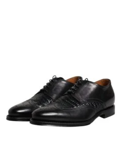 Dolce & Gabbana Black Leather Derby Wingtip Lace Up Formal Dress Men's Shoes -Lux Lair Store 6193733