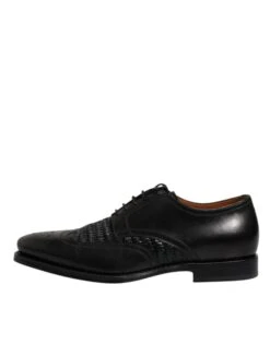 Dolce & Gabbana Black Leather Derby Wingtip Lace Up Formal Dress Men's Shoes -Lux Lair Store 6193735