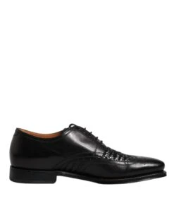 Dolce & Gabbana Black Leather Derby Wingtip Lace Up Formal Dress Men's Shoes