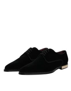 Dolce & Gabbana Black Velvet Cotton Lace Up Derby Men's Shoes -Lux Lair Store 6193741