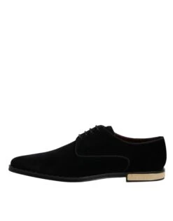 Dolce & Gabbana Black Velvet Cotton Lace Up Derby Men's Shoes -Lux Lair Store 6193743