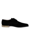 Dolce & Gabbana Black Velvet Cotton Lace Up Derby Men's Shoes