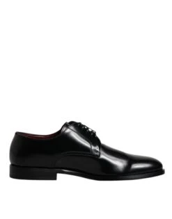 Dolce & Gabbana Black Calfskin Leather Derby Lace Up Formal Dress Men's Shoes