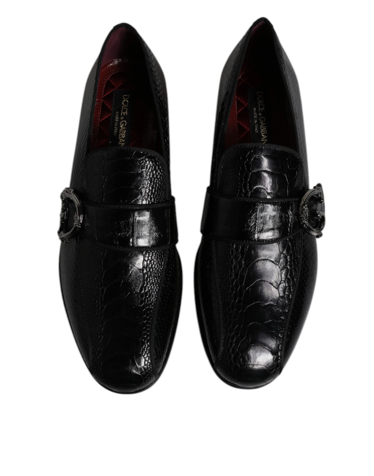 Dolce & Gabbana Black Exotic Leather DG Logo Loafers Formal Dress Men's Shoes 5 Dolce & Gabbana Black Exotic Leather DG Logo Loafers Formal Dress Men's Shoes - Image 3