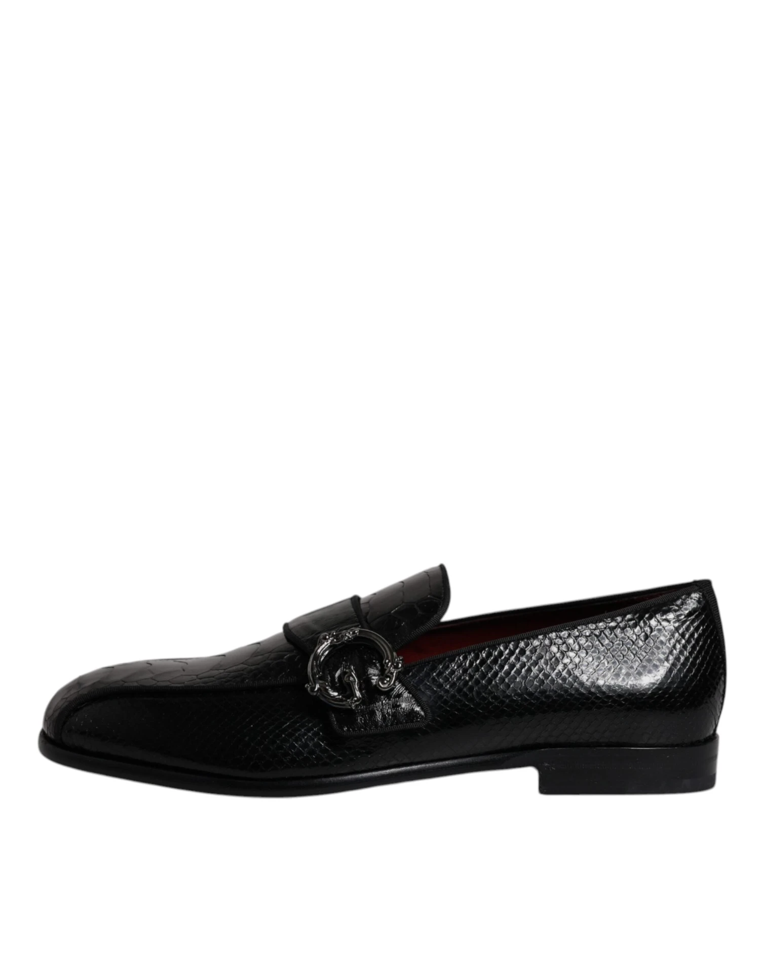 Dolce & Gabbana Black Exotic Leather DG Logo Loafers Formal Dress Men's Shoes 8 Dolce & Gabbana Black Exotic Leather DG Logo Loafers Formal Dress Men's Shoes - Image 6