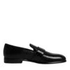 Dolce & Gabbana Black Exotic Leather DG Logo Loafers Formal Dress Men's Shoes