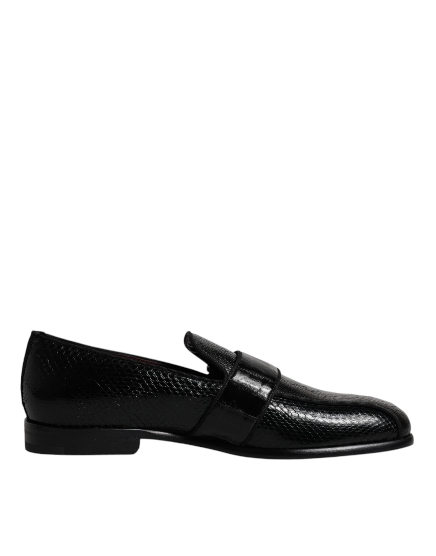 Dolce & Gabbana Black Exotic Leather DG Logo Loafers Formal Dress Men's Shoes 3 Dolce & Gabbana Black Exotic Leather DG Logo Loafers Formal Dress Men's Shoes