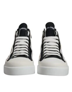 Dolce & Gabbana White Black Cotton High Top Sneakers Men's Shoes (Pre-Owned) 8 Dolce & Gabbana White Black Cotton High Top Sneakers Men's Shoes (Pre-Owned) -Lux Lair Store 6196586