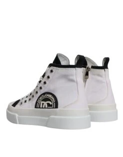 Dolce & Gabbana White Black Cotton High Top Sneakers Men's Shoes (Pre-Owned) 10 Dolce & Gabbana White Black Cotton High Top Sneakers Men's Shoes (Pre-Owned) -Lux Lair Store 6196588