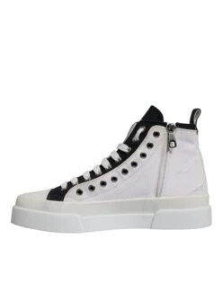 Dolce & Gabbana White Black Cotton High Top Sneakers Men's Shoes (Pre-Owned) 11 Dolce & Gabbana White Black Cotton High Top Sneakers Men's Shoes (Pre-Owned) -Lux Lair Store 6196589