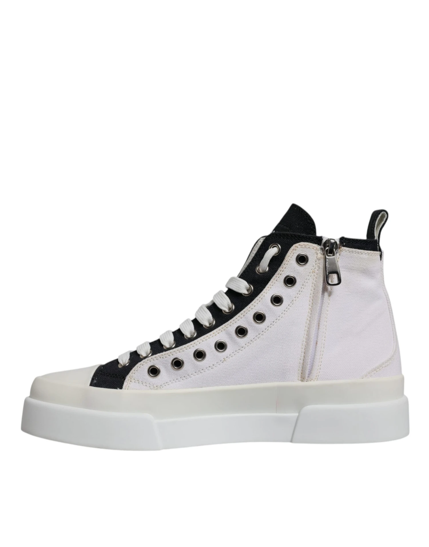 Dolce & Gabbana White Black Cotton High Top Sneakers Men's Shoes (Pre-Owned) 7 Dolce & Gabbana White Black Cotton High Top Sneakers Men's Shoes (Pre-Owned) - Image 5