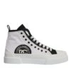 Dolce & Gabbana White Black Cotton High Top Sneakers Men's Shoes (Pre-Owned) -Lux Lair Store 6196590