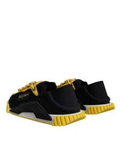 Dolce & Gabbana Black Yellow Low Top NS1 Sneakers Men's Shoes -Lux Lair Store 6197308