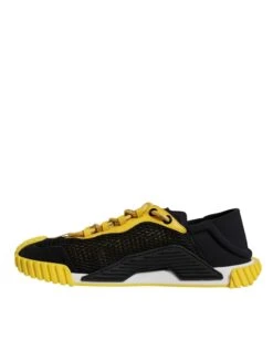 Dolce & Gabbana Black Yellow Low Top NS1 Sneakers Men's Shoes -Lux Lair Store 6197309