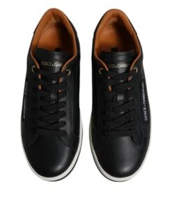 Dolce & Gabbana Black Leather Low Top Men Sneakers Men's Shoes 10 Dolce & Gabbana Black Leather Low Top Men Sneakers Men's Shoes -Lux Lair Store 6197562