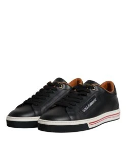 Dolce & Gabbana Black Leather Low Top Men Sneakers Men's Shoes 11 Dolce & Gabbana Black Leather Low Top Men Sneakers Men's Shoes -Lux Lair Store 6197563