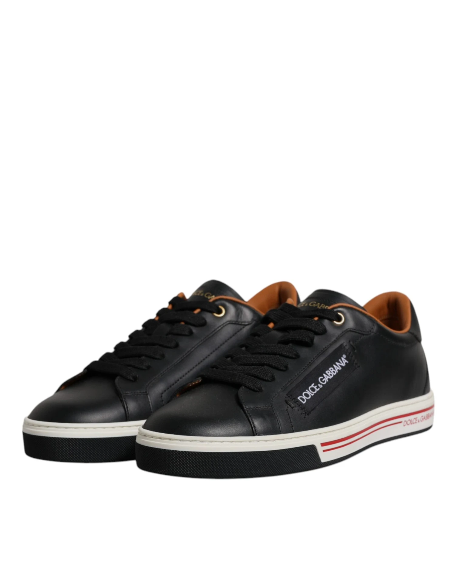 Dolce & Gabbana Black Leather Low Top Men Sneakers Men's Shoes 6 Dolce & Gabbana Black Leather Low Top Men Sneakers Men's Shoes - Image 4
