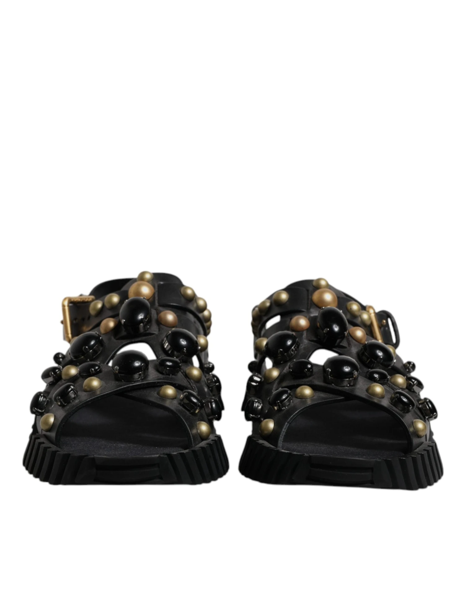 Dolce & Gabbana Black Leather Studded Slides Sandals Men's Shoes 4 Dolce & Gabbana Black Leather Studded Slides Sandals Men's Shoes - Image 2