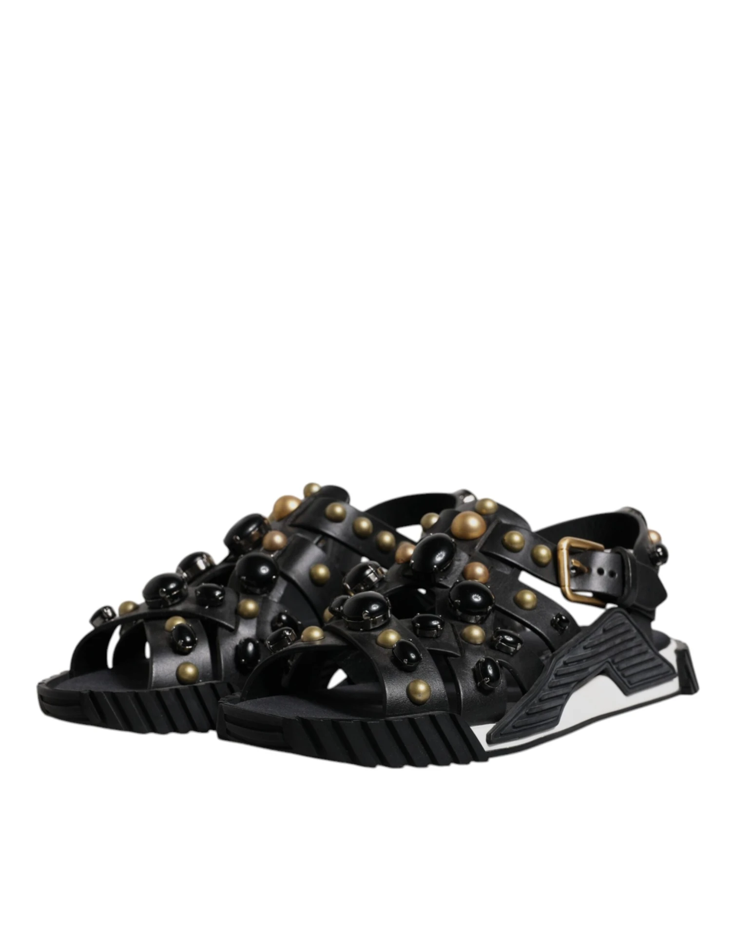 Dolce & Gabbana Black Leather Studded Slides Sandals Men's Shoes 6 Dolce & Gabbana Black Leather Studded Slides Sandals Men's Shoes - Image 4