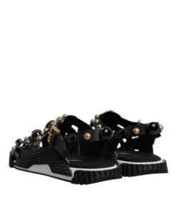 Dolce & Gabbana Black Leather Studded Slides Sandals Men's Shoes 12 Dolce & Gabbana Black Leather Studded Slides Sandals Men's Shoes -Lux Lair Store 6199762