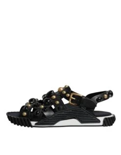 Dolce & Gabbana Black Leather Studded Slides Sandals Men's Shoes 13 Dolce & Gabbana Black Leather Studded Slides Sandals Men's Shoes -Lux Lair Store 6199763